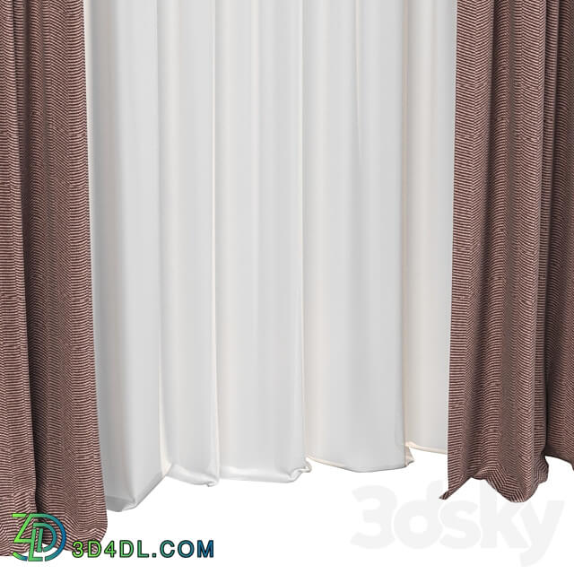 Curtains with tulle 3D Models