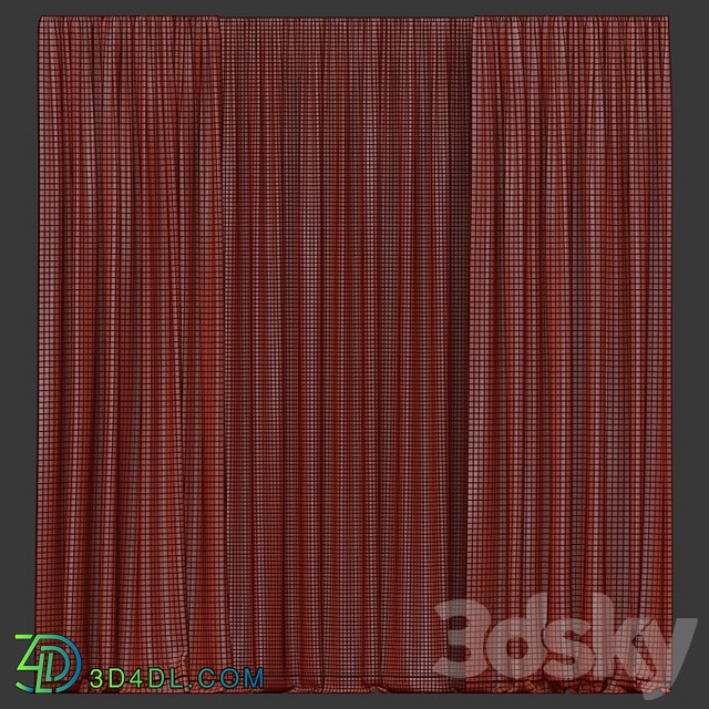 Curtains with tulle 3D Models