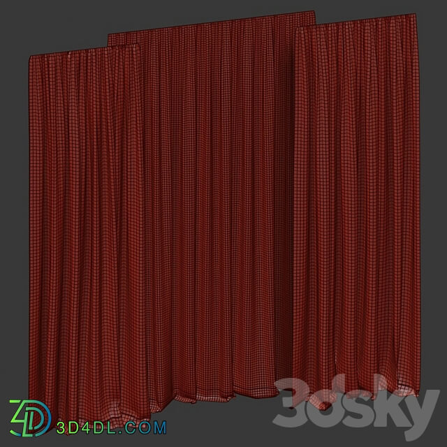 Curtains with tulle 3D Models