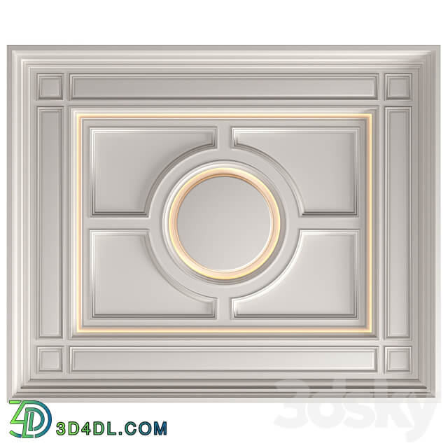 Modern coffered illuminated ceiling set Art Deco style 3D Models