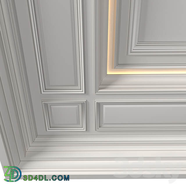 Modern coffered illuminated ceiling set Art Deco style 3D Models