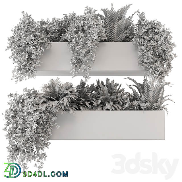 Hanging Plants in rusty Concrete Pot Set 589 3D Models