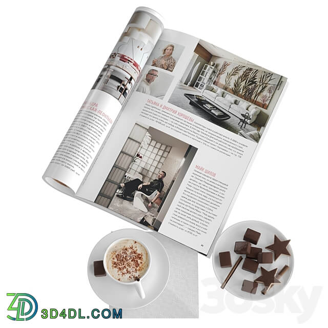 Decorative set with coffee and sweets 3D Models