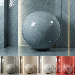  4k 5colors Carolina Polished Ceramic Wall Tiles Set 1 Seamless pbr 3D Models 