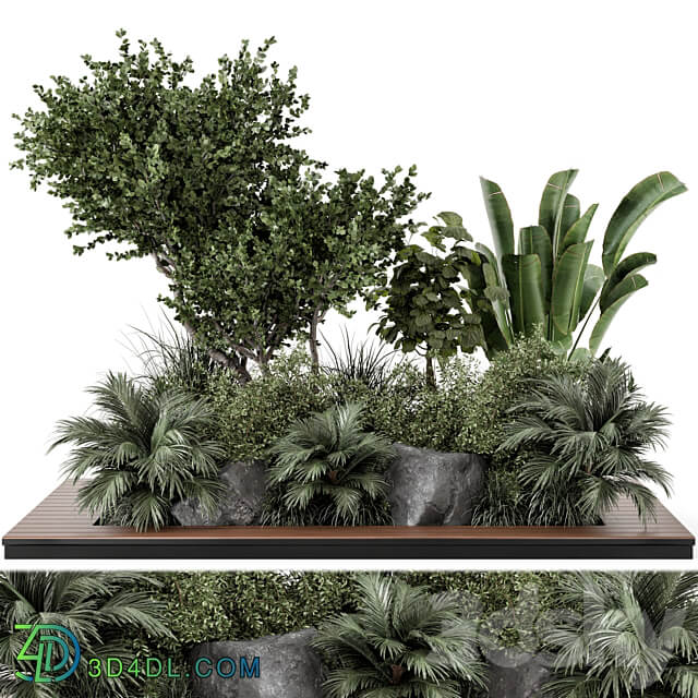 Outdoor Garden set bush and Tree Garden Set 637 3D Models