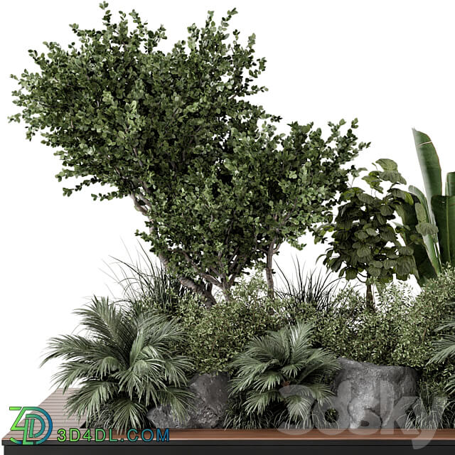 Outdoor Garden set bush and Tree Garden Set 637 3D Models