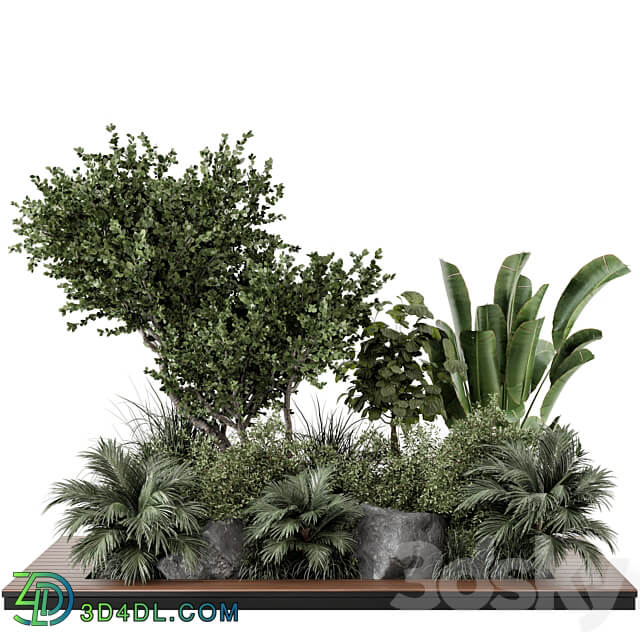 Outdoor Garden set bush and Tree Garden Set 637 3D Models