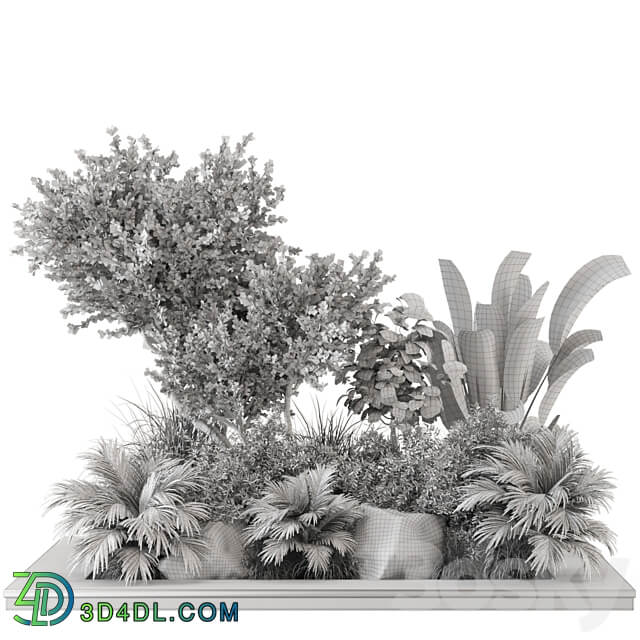 Outdoor Garden set bush and Tree Garden Set 637 3D Models