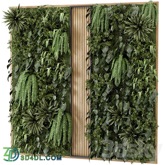 Indoor Wall Vertical Garden in Wooden Base Set 638 Fitowall 3D Models