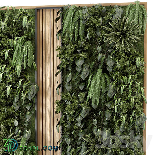 Indoor Wall Vertical Garden in Wooden Base Set 638 Fitowall 3D Models