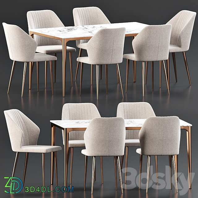 Dining Set 87 Table Chair 3D Models