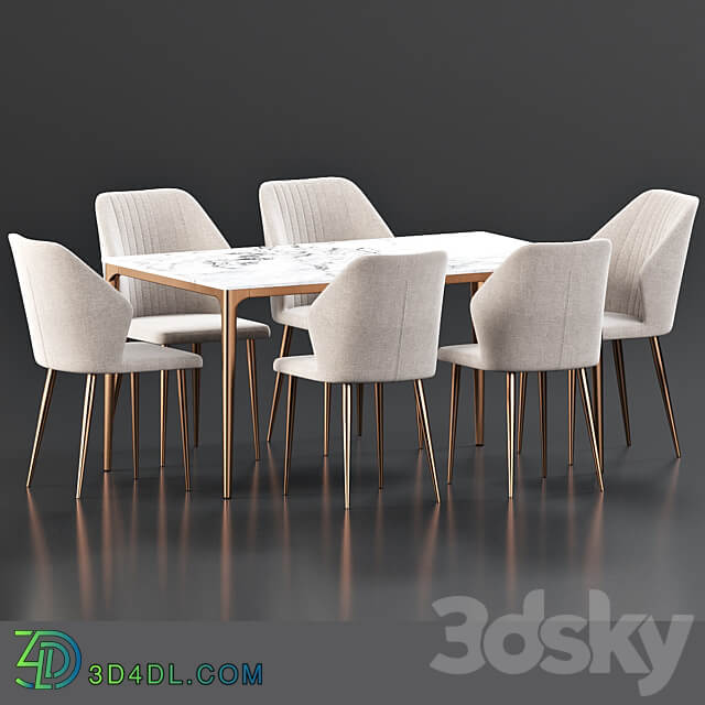 Dining Set 87 Table Chair 3D Models