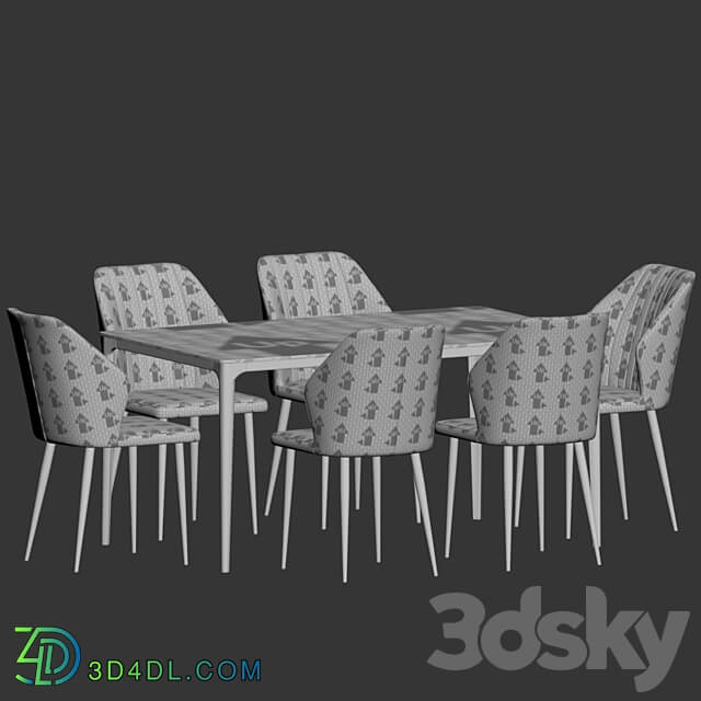 Dining Set 87 Table Chair 3D Models