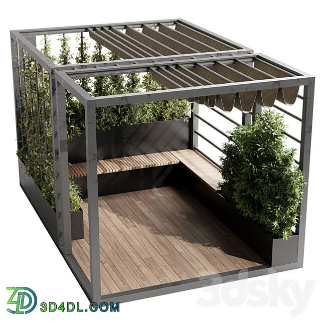 Landscape Furniture with Pergola and Roof garden 09 Other 3D Models