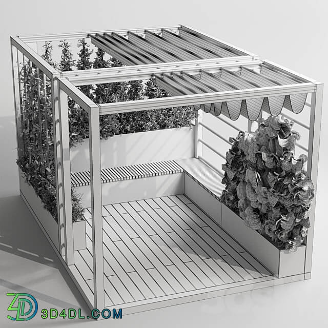 Landscape Furniture with Pergola and Roof garden 09 Other 3D Models