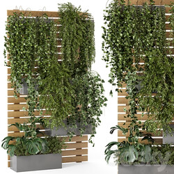 Outdoor Plants Pallet vertical planter Pots Set 686 3D Models 
