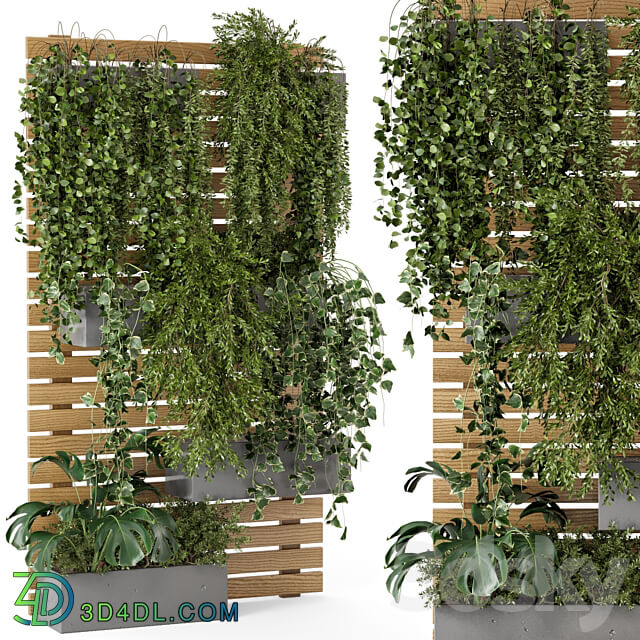 Outdoor Plants Pallet vertical planter Pots Set 686 3D Models