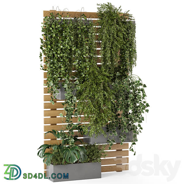Outdoor Plants Pallet vertical planter Pots Set 686 3D Models