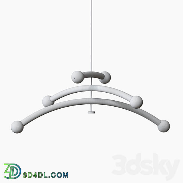 Contemporary Bleached White Oak and Brass LED Chandelier Pendant light 3D Models