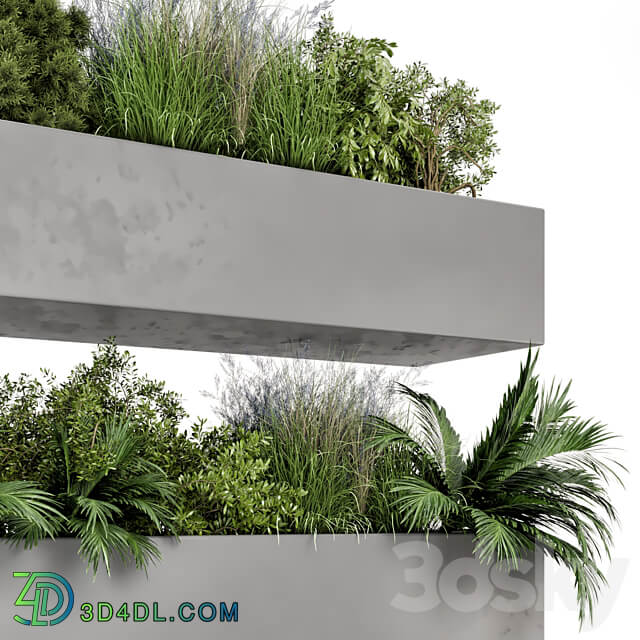 Hanging Plants Set in Gray Pot Set 717 3D Models