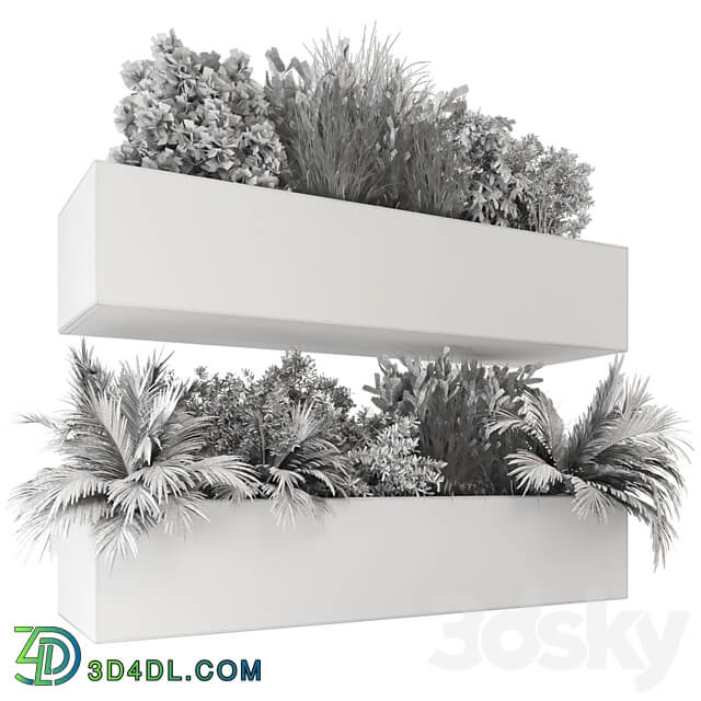 Hanging Plants Set in Gray Pot Set 717 3D Models