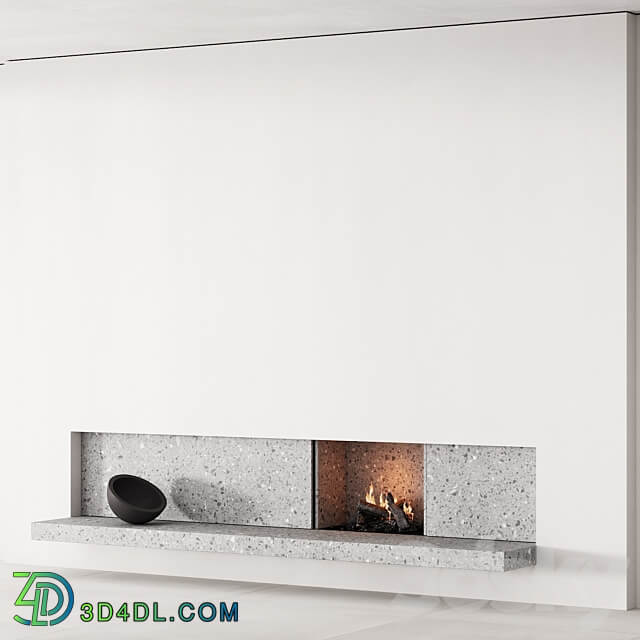 158 fireplace decorative wall kit 04 minimal terrazzo chimney 00 3D Models