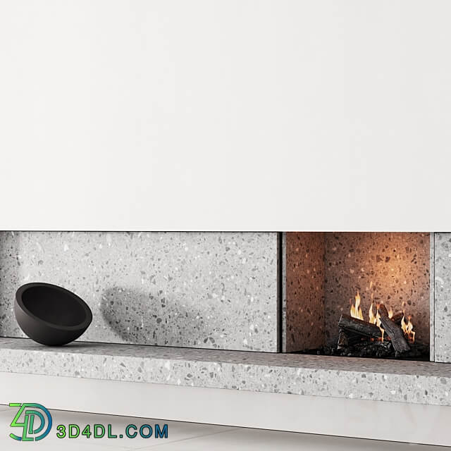 158 fireplace decorative wall kit 04 minimal terrazzo chimney 00 3D Models