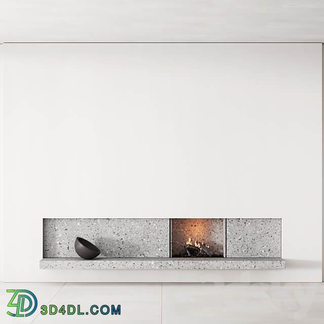 158 fireplace decorative wall kit 04 minimal terrazzo chimney 00 3D Models