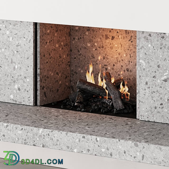 158 fireplace decorative wall kit 04 minimal terrazzo chimney 00 3D Models