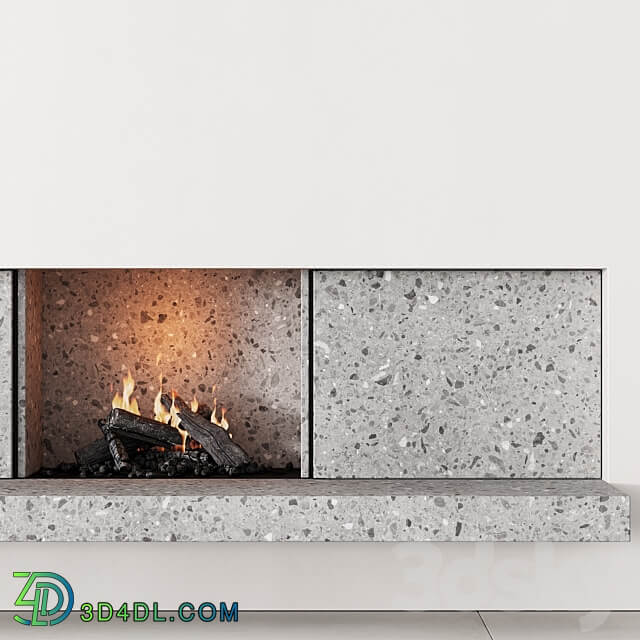 158 fireplace decorative wall kit 04 minimal terrazzo chimney 00 3D Models