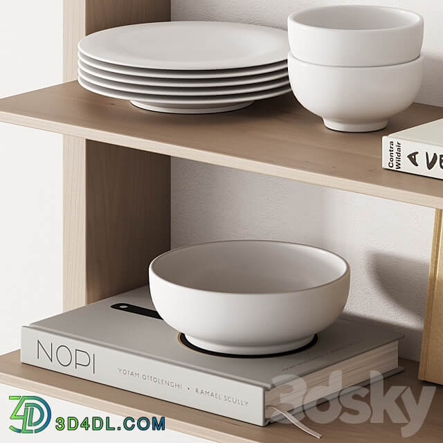 162 kitchen decor set accessories 05 dishes and books 01 3D Models