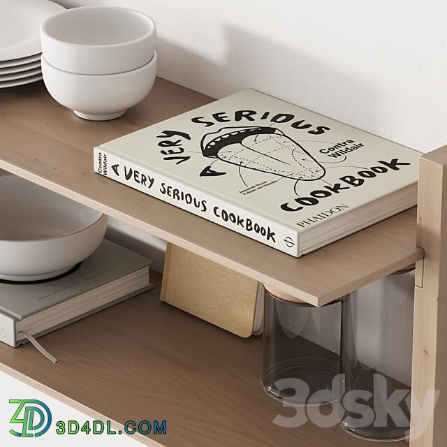 162 kitchen decor set accessories 05 dishes and books 01 3D Models