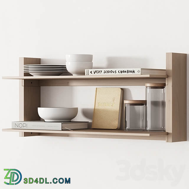 162 kitchen decor set accessories 05 dishes and books 01 3D Models