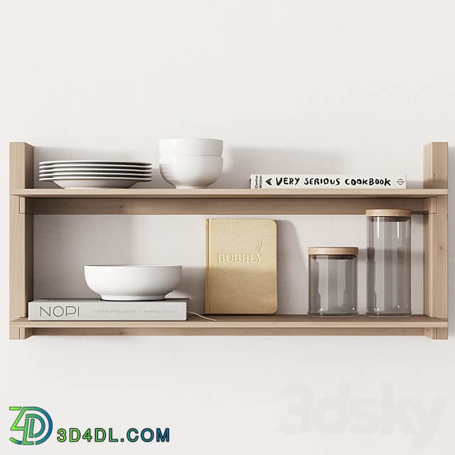 162 kitchen decor set accessories 05 dishes and books 01 3D Models