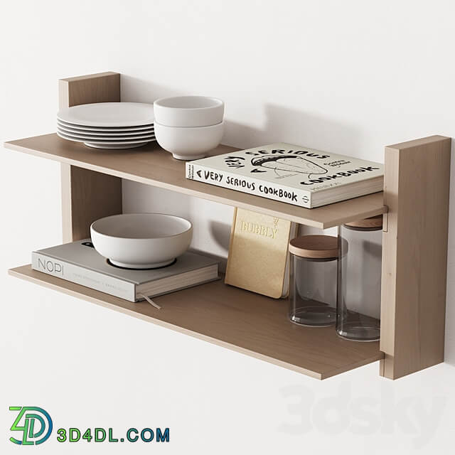 162 kitchen decor set accessories 05 dishes and books 01 3D Models