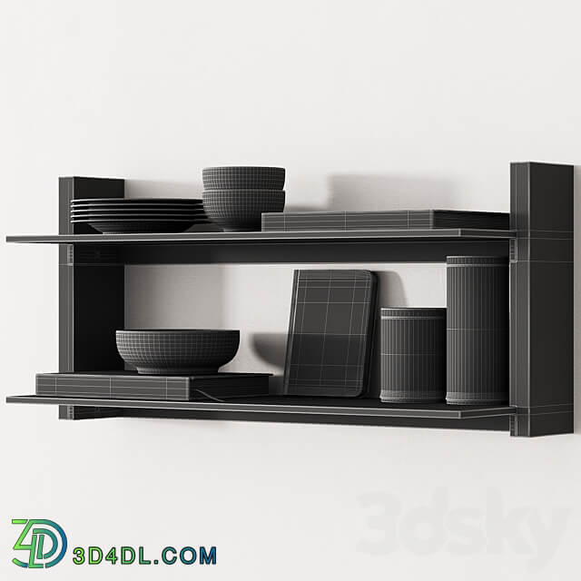 162 kitchen decor set accessories 05 dishes and books 01 3D Models