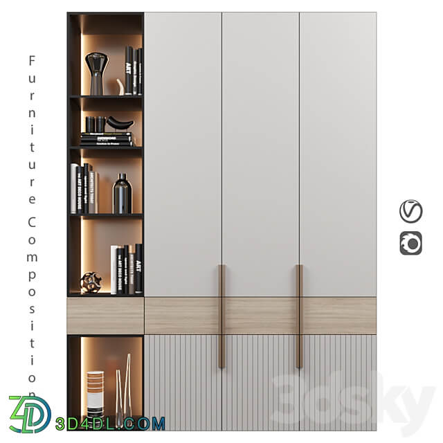 Furniture composition 210 Wardrobe Display cabinets 3D Models