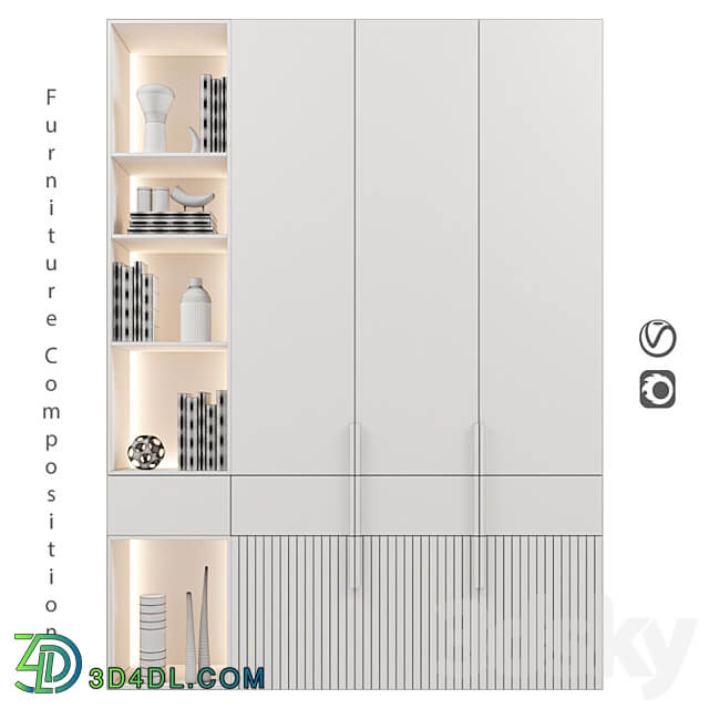 Furniture composition 210 Wardrobe Display cabinets 3D Models