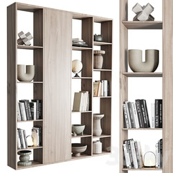 wooden Shelves Decorative With vase and Book Rack 3D Models 