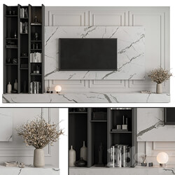 TV Wall Stone and Plaster Set 58 TV Wall 3D Models 