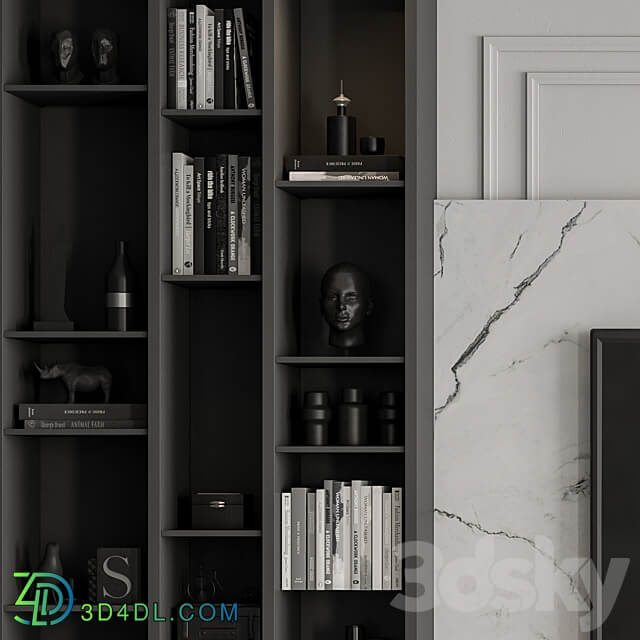 TV Wall Stone and Plaster Set 58 TV Wall 3D Models
