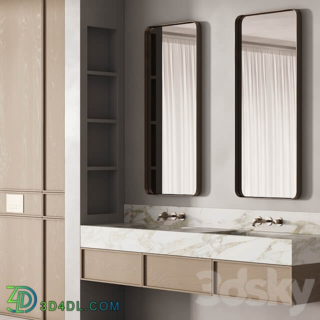 188 bathroom furniture 04 minimal wood and marble 00 3D Models