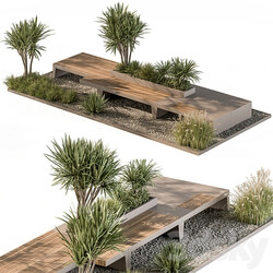 Urban Furniture Bench with Plants Set 42 3D Models 