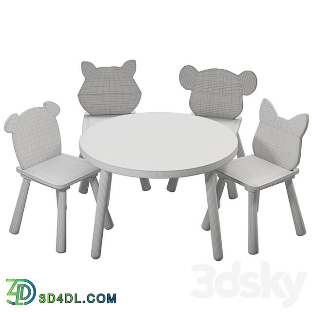 Tender Leaf Forest Table and Chair for Children Table Chair 3D Models