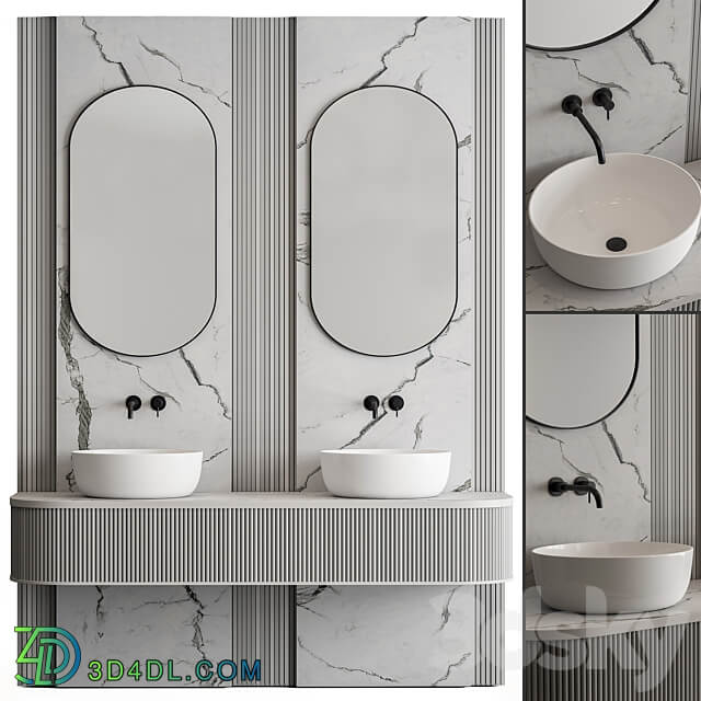 Bathroom Set Stone Wall Set 47 3D Models