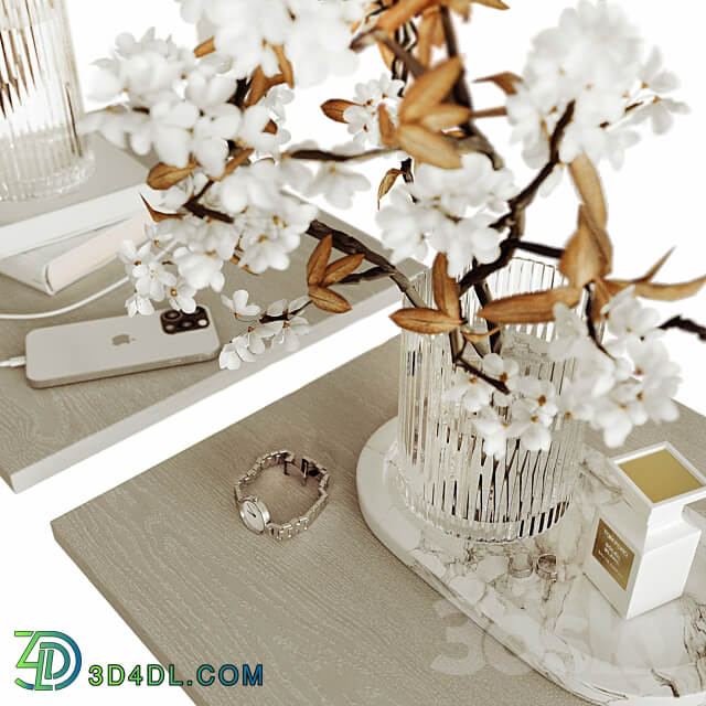 Decorative set on bedside table 1 3D Models