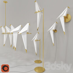 Origami bird Pendant light 3D Models 