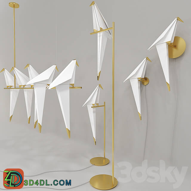 Origami bird Pendant light 3D Models