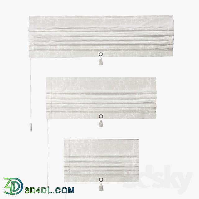 Set of Roman curtains TITOS white velvet 