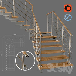 Contemporary corner staircase with staggered steps 